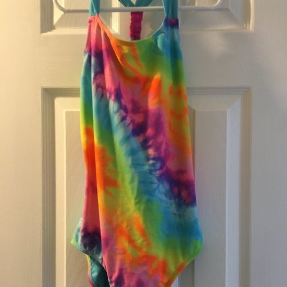 Girls Tie-Dye Swimsuit w/Matching Skirt Sz L/10-12 - Picture 2 of 8
